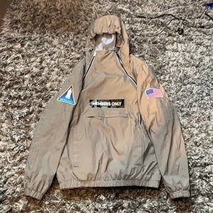 Members Only Space Suit Silver Reflective Pullover Jacket